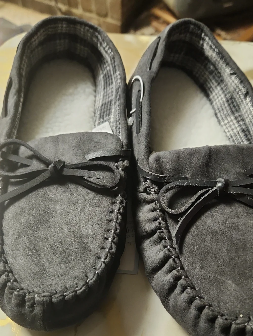Cat & Jack Kids Gray Suede Moccasin Slippers